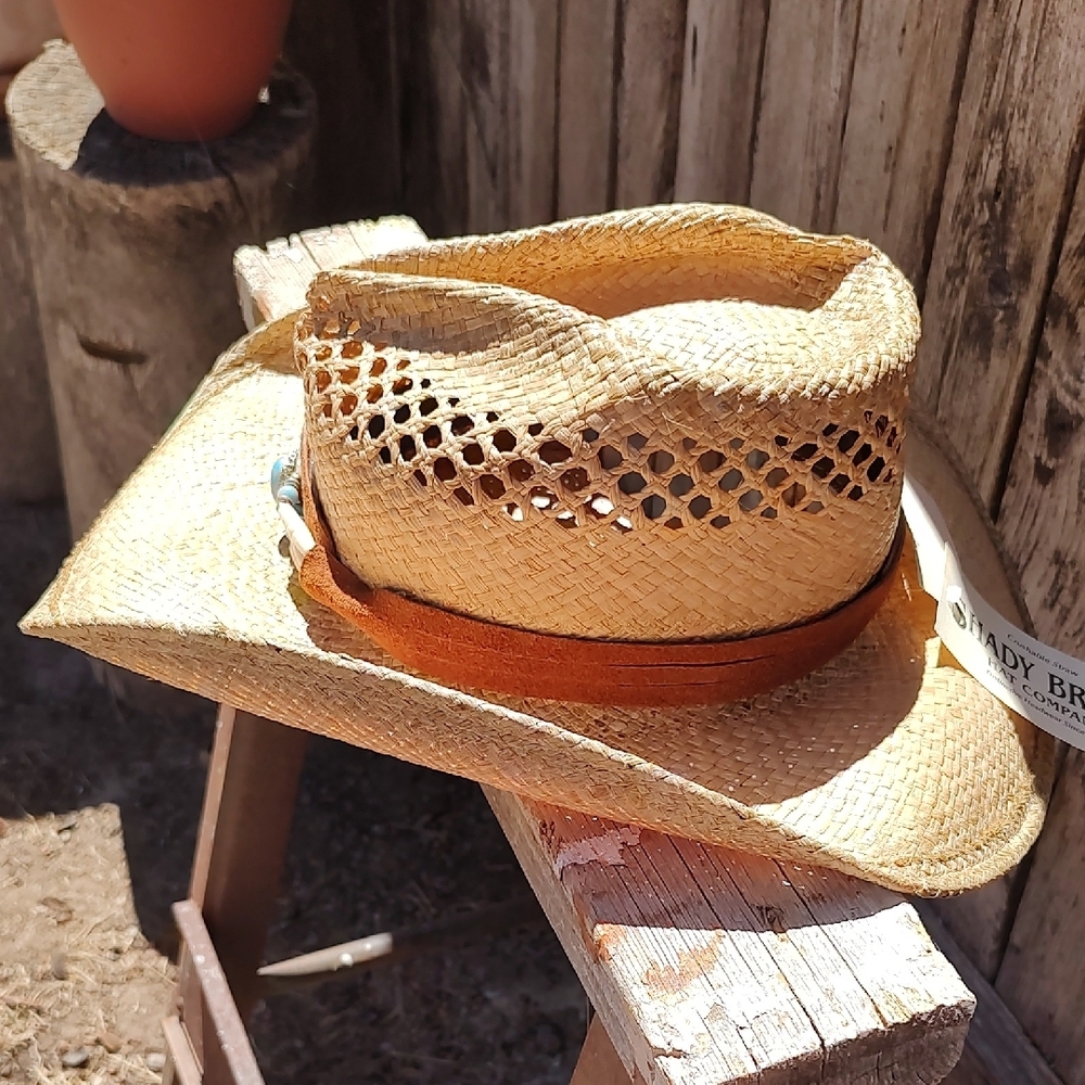 Straw Turquoise Accent Cowboy Hat - Shady Brady - Picture 2 of 5